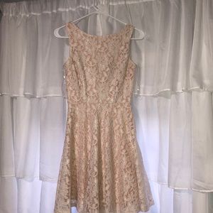 XS Speechless Lace White/Cream Fit and Flare Semi-Formal Mini Dress